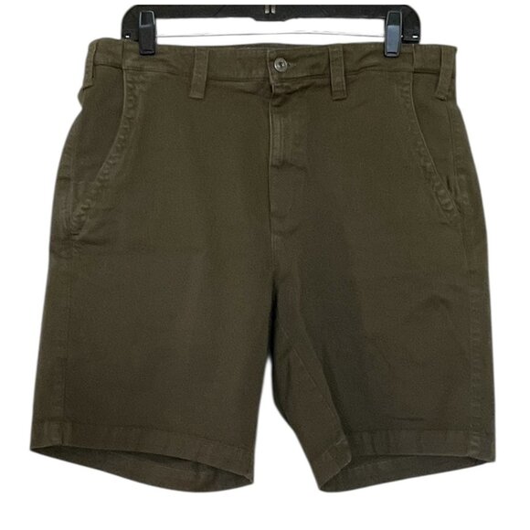 Orvis Shorts Mens 34 Green Khaki Fishing Outdoor Pockets Stretch Waist - Picture 1 of 6